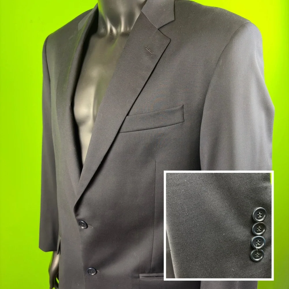 Brooks Brothers 1818 Madison Estrato Trabaldo Togna Wool Blazer 42L Black